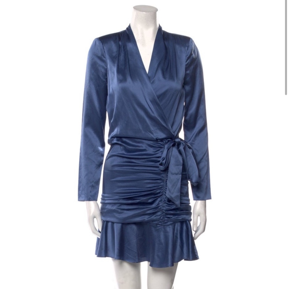 Blue Veronica Beard Silk Mini Dress With Tie